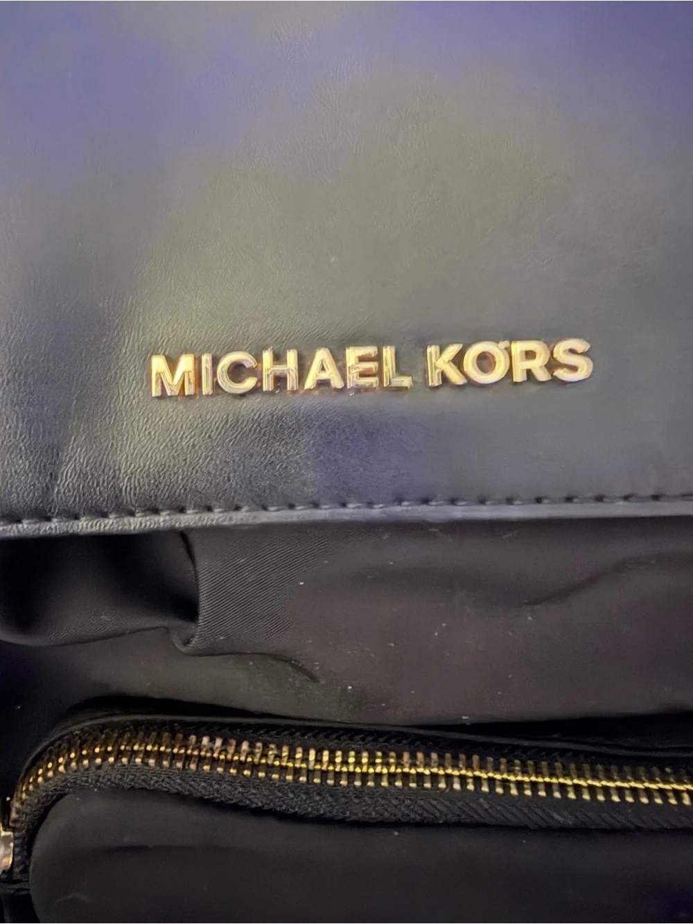 MICHAEL KORS Black Nylon Backpack with Gold-Tone Hardware